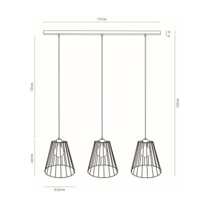 Lustra ar auklu ORAZIO 3xE27/60W/230V priede - FSC sertifikāts