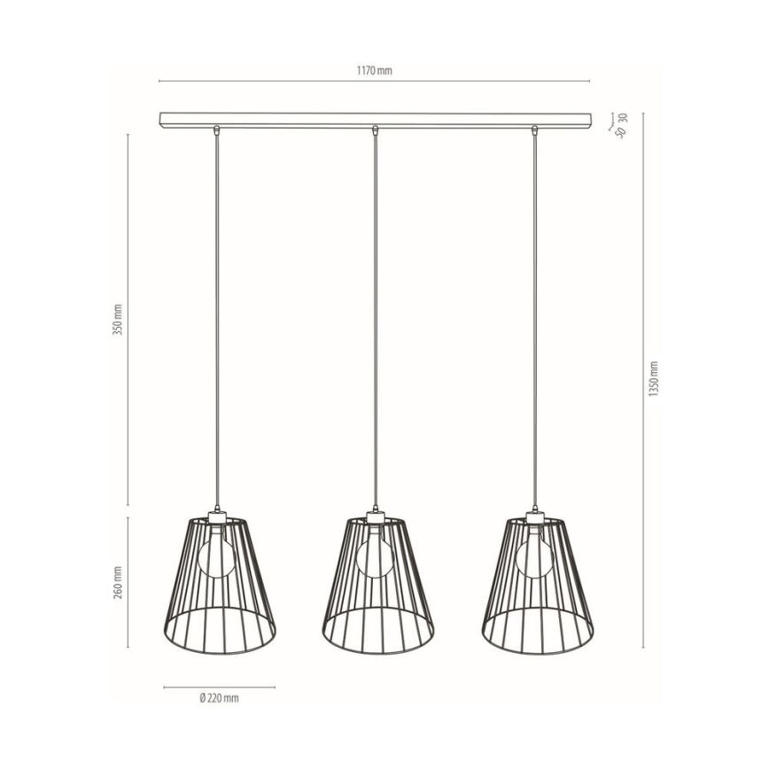 Lustra ar auklu ORAZIO 3xE27/60W/230V priede - FSC sertifikāts