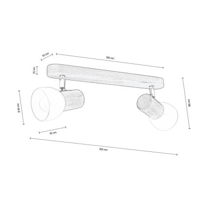 Griestu starmetis NEL 2xE27/15W/230V priede  - FSC sertificēts