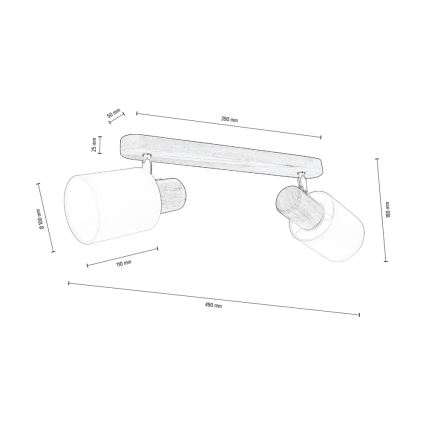 Griestu starmetis TRENDY 2xE27/15W/230V priede - FSC sertifikāts