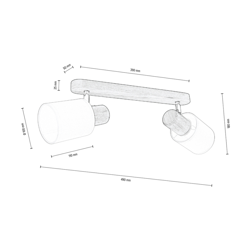 Griestu starmetis TRENDY 2xE27/15W/230V priede