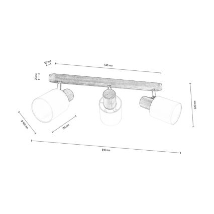 Griestu starmetis TRENDY 3xE27/15W/230V priede - FSC sertifikāts