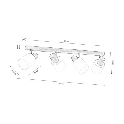 Griestu starmetis TRENDY 4xE27/15W/230V priede - FSC sertifikāts