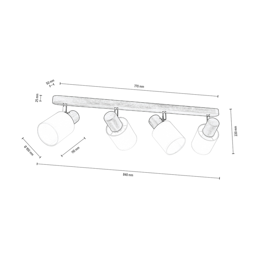 Griestu starmetis TRENDY 4xE27/15W/230V priede
