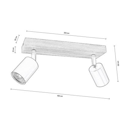 Griestu starmetis MANARA  2xGU10/5W/230V priede - FSC sertifikāts