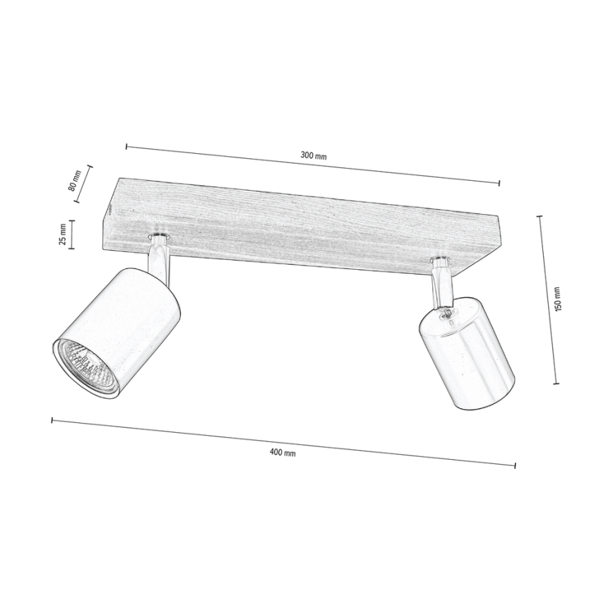 Griestu starmetis MANARA  2xGU10/5W/230V priede - FSC sertifikāts