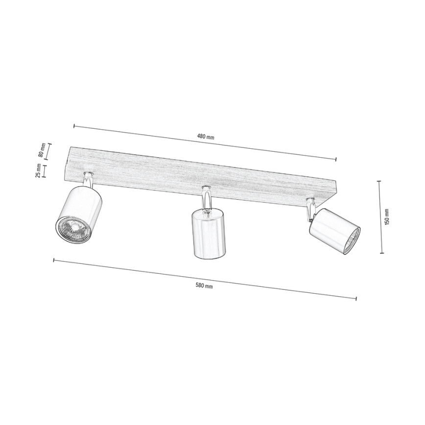 Griestu starmetis MANARA  3xGU10/5W/230V priede - FSC sertifikāts