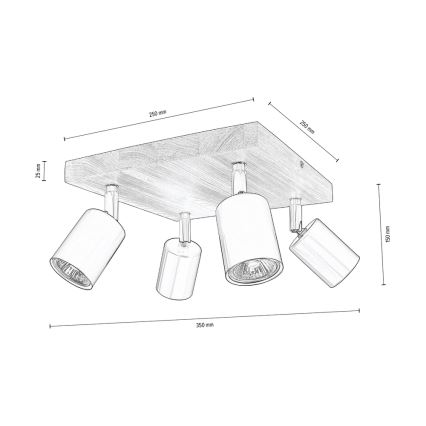 Griestu starmetis MANARA 4xGU10/5W/230V priede - FSC sertifikāts