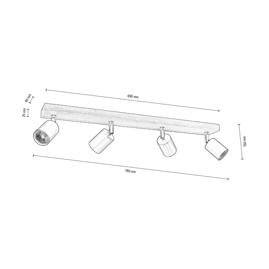 Griestu starmetis MANARA 4xGU10/5W/230V priede