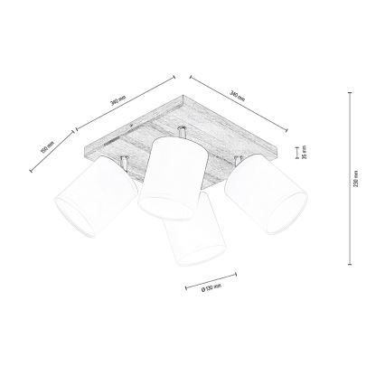 Griestu starmetis APRILLIA 4xE27/25W/230V ozols/balta