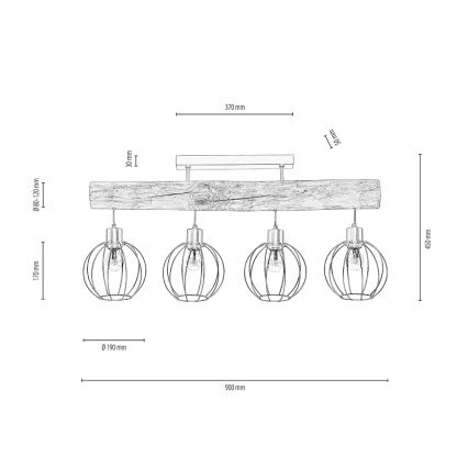 Virsapmetuma lustra BERIS 4xE27/25W/230V priede - FSC sertifikāts