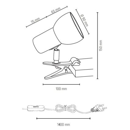 Lampa ar klipu SVENDA 1xE27/60W/230V ozols/melns