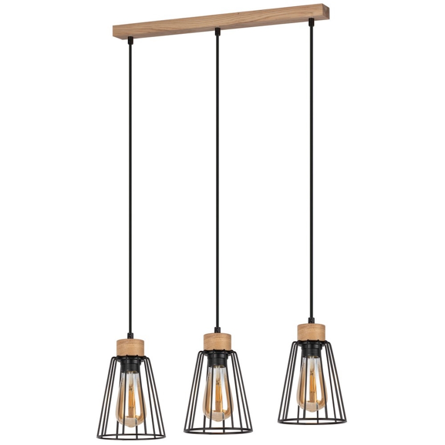Spot-Light - Lustra ar auklu ORAZIO 3xE27/60W/230V ozols