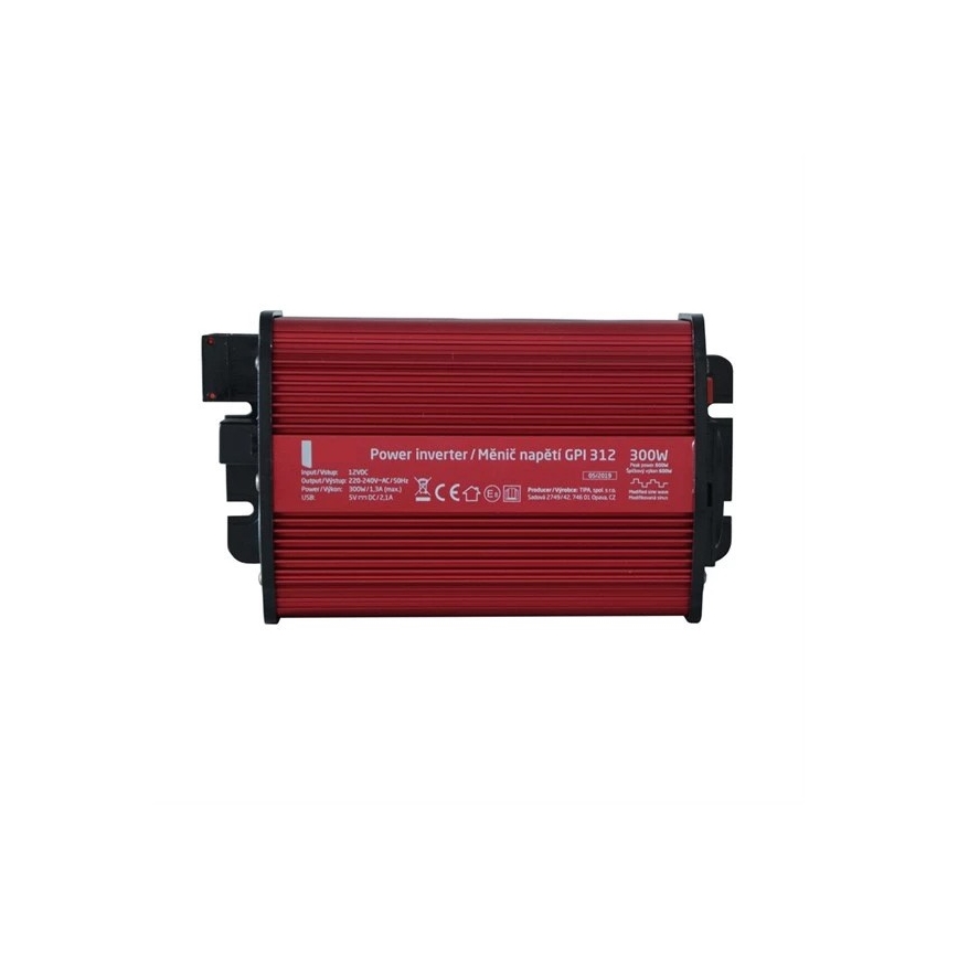 Sprieguma pārveidotājs 300W/12/230V + USB