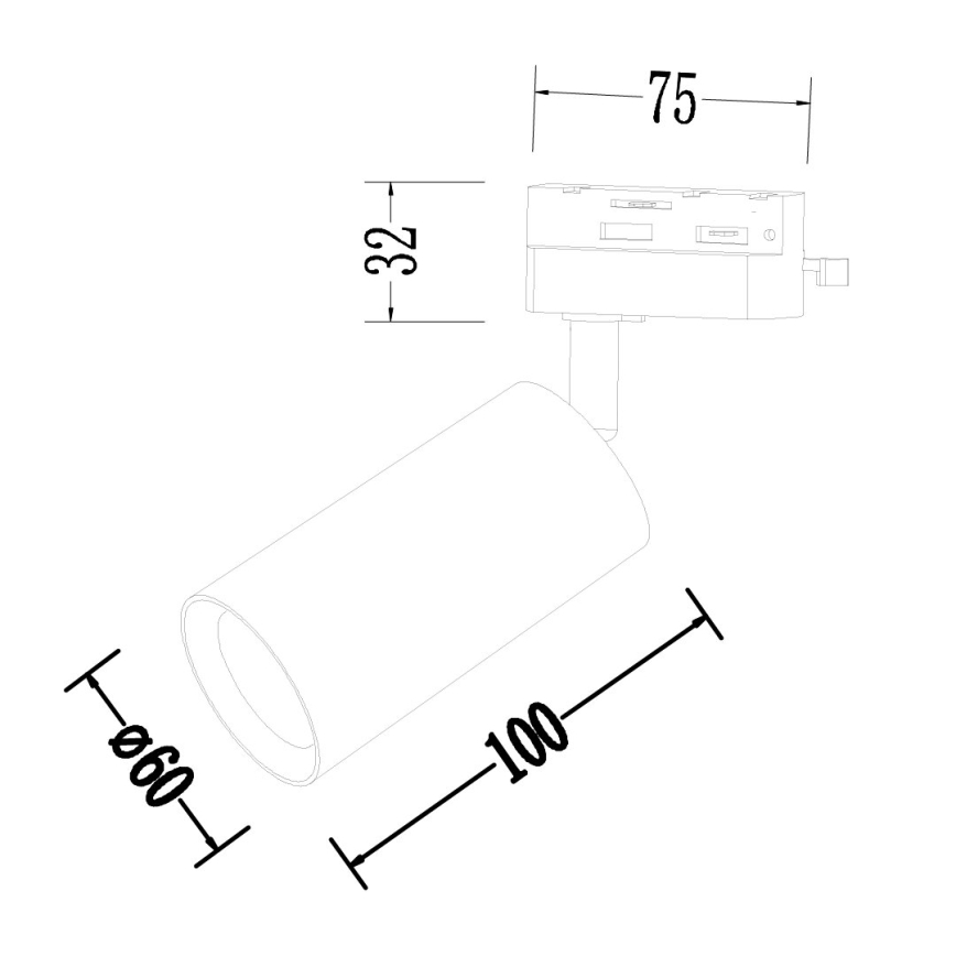 Starmetis 1 fāzes sliežu sistēmai PIPE 1xGU10/10W/230V melna