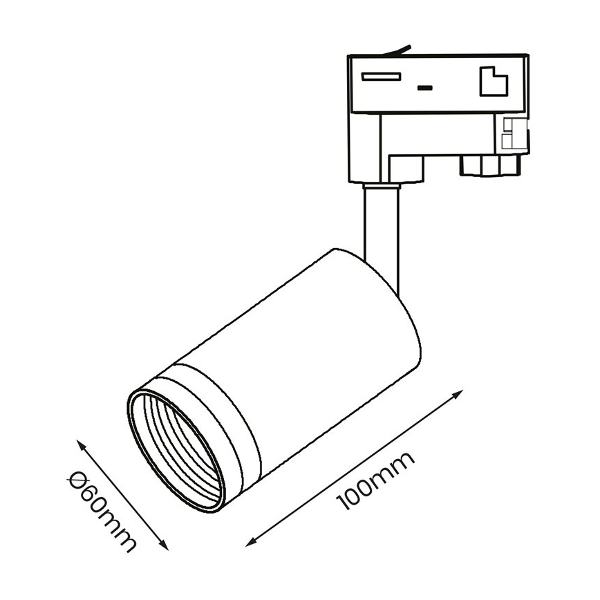 Starmetis 3 fāžu sliežu sistēmai PIPE 1xGU10/25W/230V melns