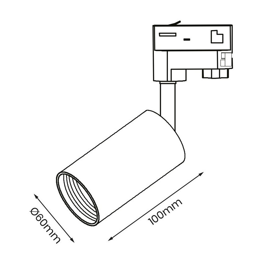 Starmetis 3 fāžu sliežu sistēmai PIPE 1xGU10/25W/230V melns
