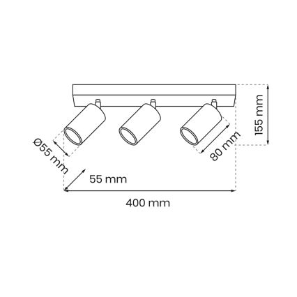 Starmetis HUDSON 3xGU10/8W/230V melna