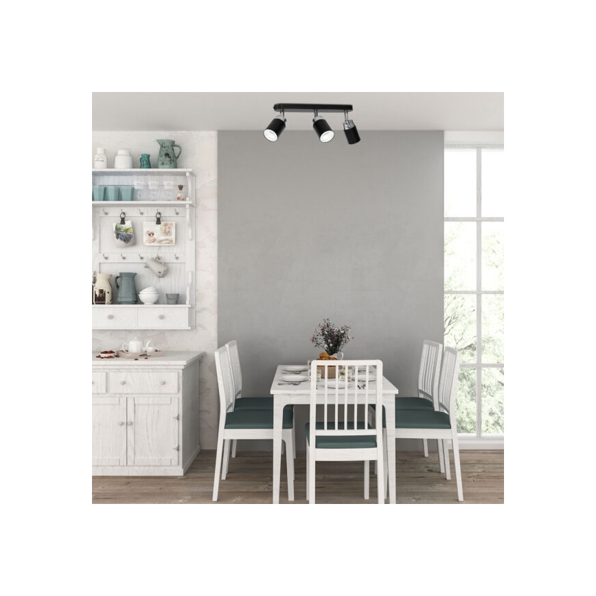 Starmetis RENO 3xGU10/8W/230V melna/spīdīgi hromēts