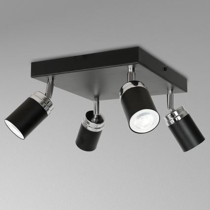 Starmetis RENO 4xGU10/8W/230V melna/spīdīgi hromēts