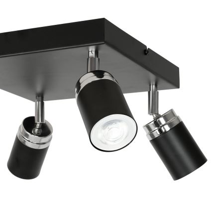 Starmetis RENO 4xGU10/8W/230V melna/spīdīgi hromēts