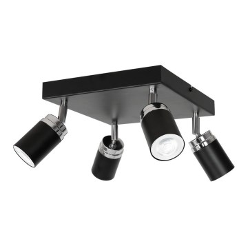 Starmetis RENO 4xGU10/8W/230V melna/spīdīgi hromēts