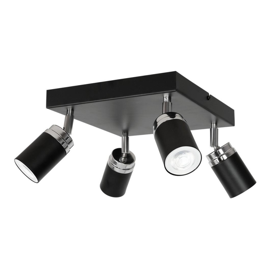 Starmetis RENO 4xGU10/8W/230V melna/spīdīgi hromēts