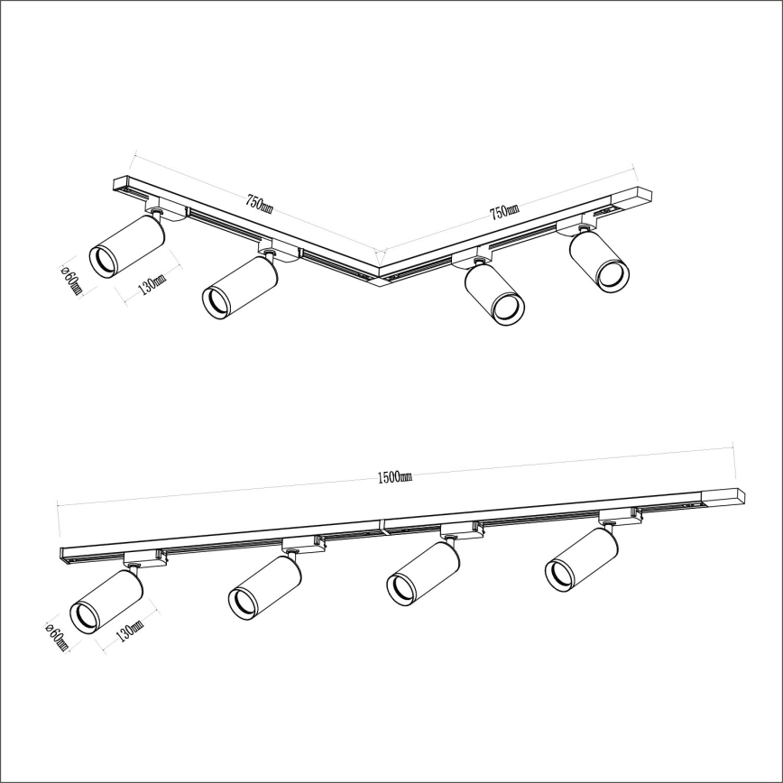 Starmetis sliežu sistēmā MICA 4xGU10/10W/230V balta