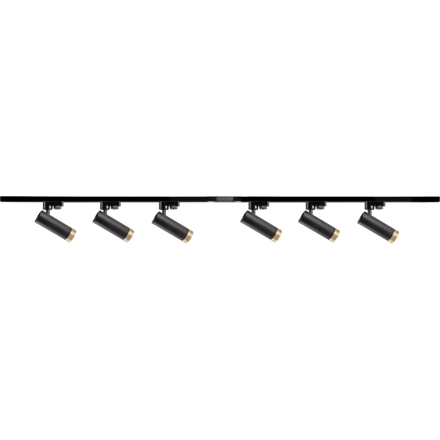 Starmetis sliežu sistēmai FADO 6xGU10/10W/230V + 2x1 m sliežu sistēma melna