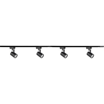 Starmetis sliežu sistēmai LYNX 4xGU10/10W/230V + 2 x 75 cm sliežu sistēma melna