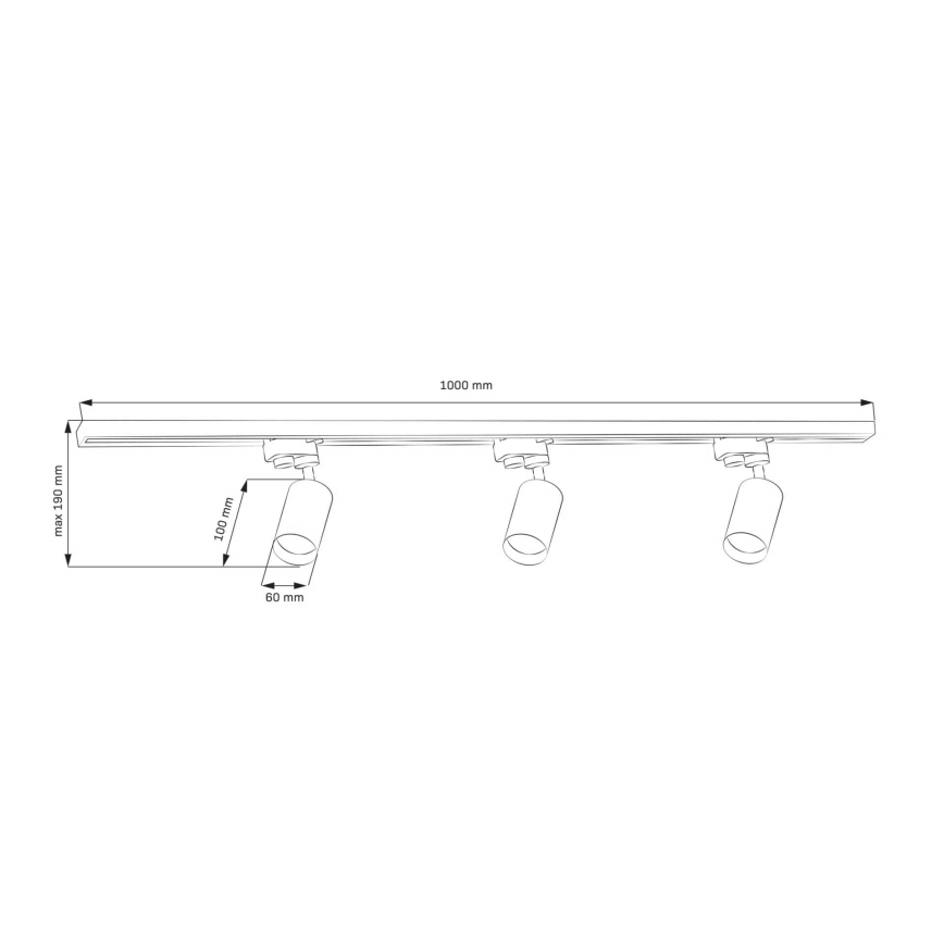 Starmetis sliežu sistēmai MARIBEL 3xGU10/10W/230V +1 m sliežu sistēma zelta