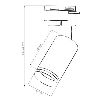 Starmetis sliežu sistēmai PARIS 6xGU10/10W/230V + 2x1 m sliede sistēma melna