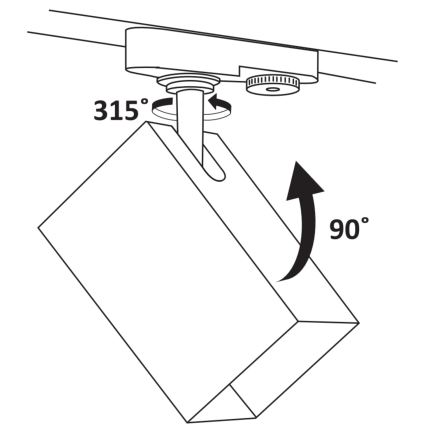 Starmetis sliežu sistēmai SQUARE 3xGU10/10W/230V + 1 m sliede sistēma melna