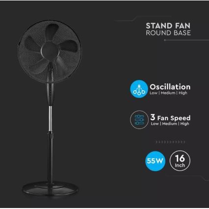 Statīva ventilators Ø 43 cm 55W/230V melns