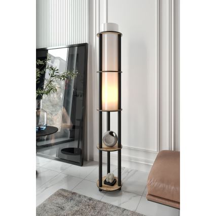 Stāvlampa ar plauktiem NOTO 1xE27/40W/230V bēša/melna