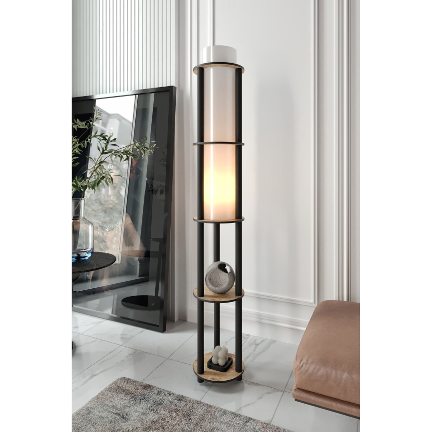 Stāvlampa ar plauktiem NOTO 1xE27/40W/230V bēša/melna