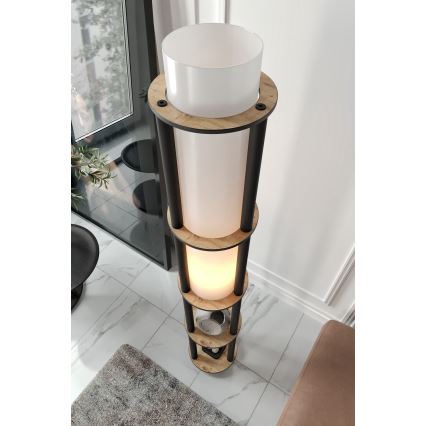 Stāvlampa ar plauktiem NOTO 1xE27/40W/230V bēša/melna