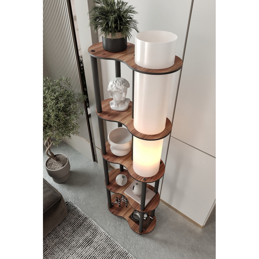 Stāvlampa ar plauktiem NOTO 1xE27/40W/230V brūna/melna