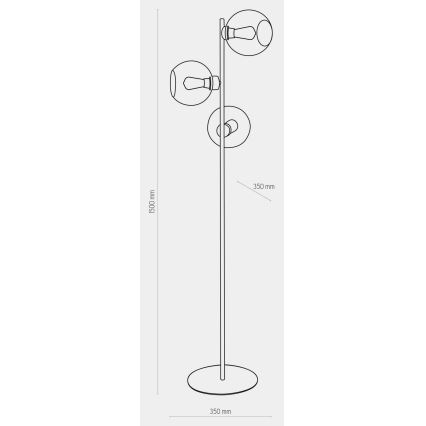 Stāvlampa CUBUS 3xE27/60W/230V melna