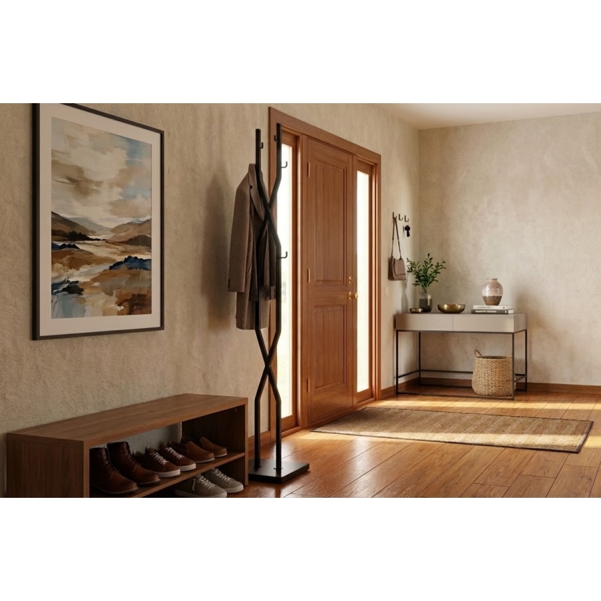 Stāvošais mēteļu pakaramais 180x40 cm LARB, melns