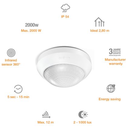 STEINEL 006532 - Kustību sensors   IS360-3 balts