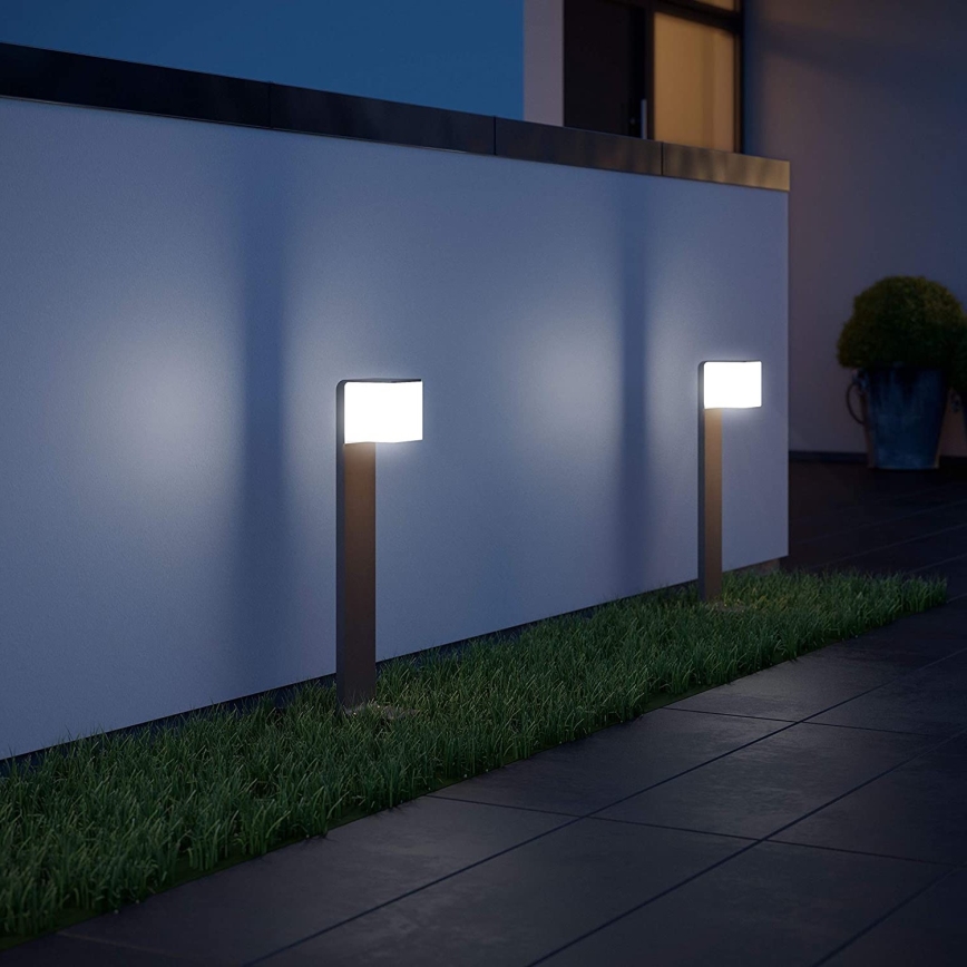 Steinel 055486 - LED Āra staba gaismeklis ar sensoru CUBO LED/9,5W/230V IP44 sudraba