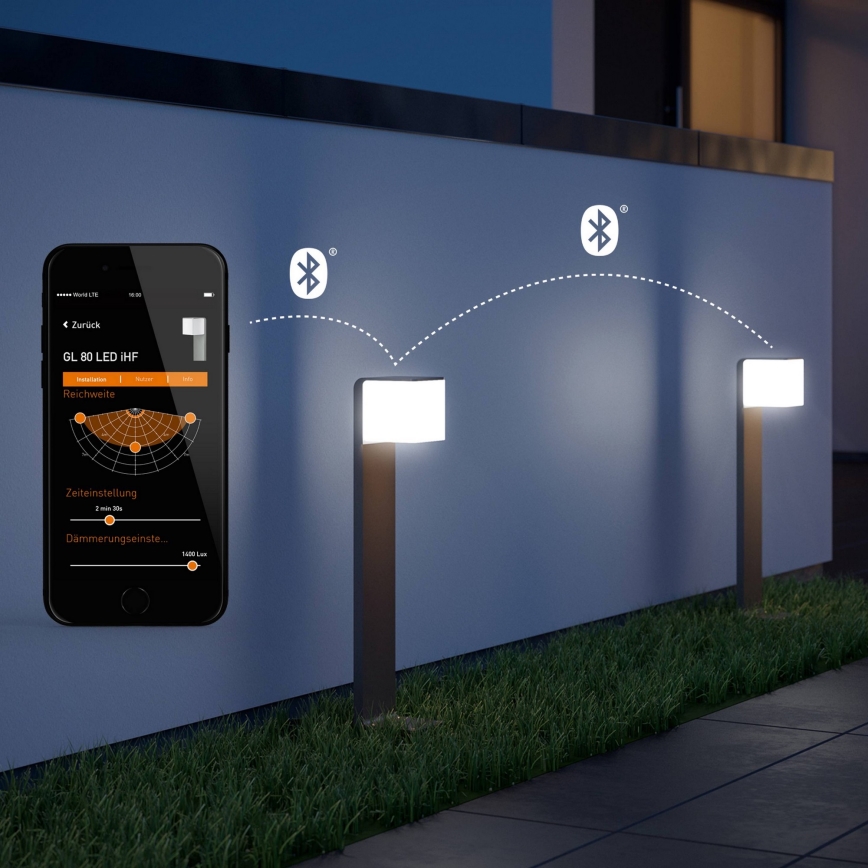 Steinel 055486 - LED Āra staba gaismeklis ar sensoru CUBO LED/9,5W/230V IP44 sudraba