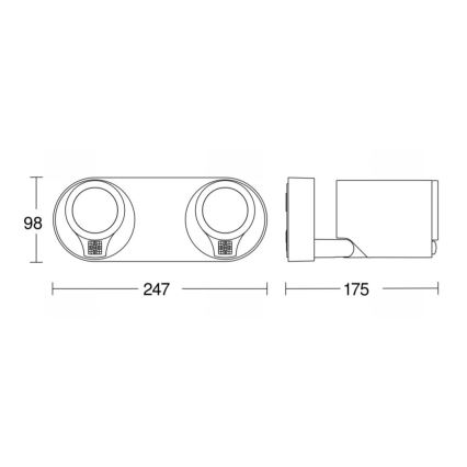 STEINEL 058654- LED Āra sienas gaismeklis ar sensoru SPOT DUO 2xGU10/7,5W/230V IP44