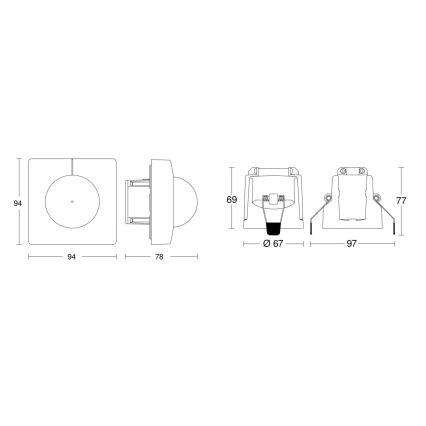 Steinel 080624 - Kustību sensors IS 3360 DALI-2 APC kvadrātveida balts