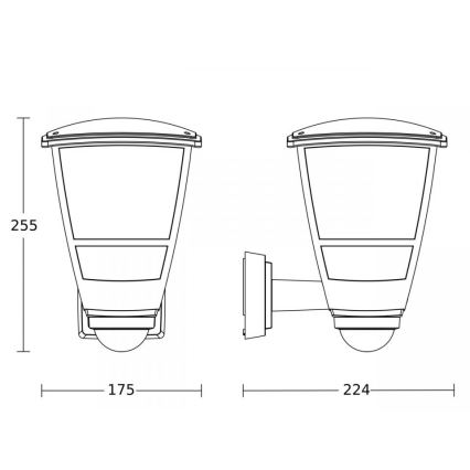 Steinel 084769 - Āra sienas lampa ar sensoru L10S 1xE27/15W/230V IP44