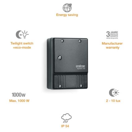 STEINEL 550318 - Krēslas slēdzis NightMatic 2000 melna IP54