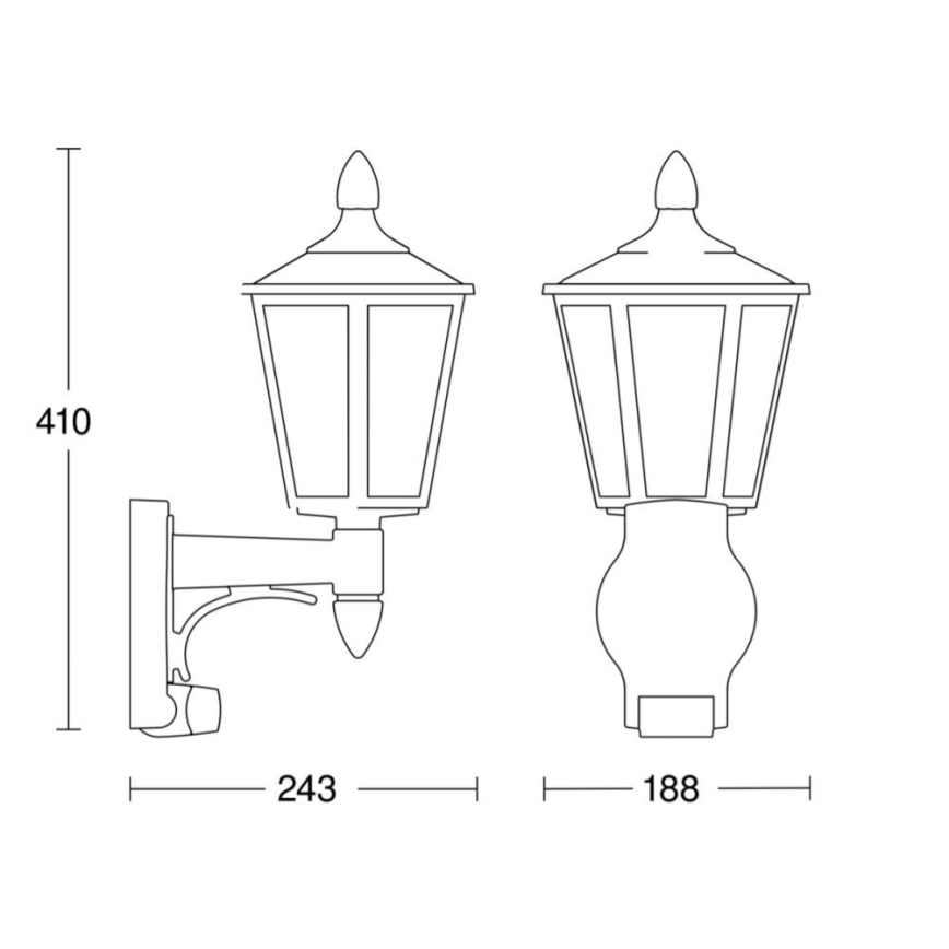 Steinel 617813 - Āra Sienas Apgaismojums ar sensoru L 15 1xE27/60W/230V