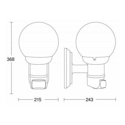 STEINEL 634216 - L 560 S Āra sienas lampa ar sensoru melns IP44