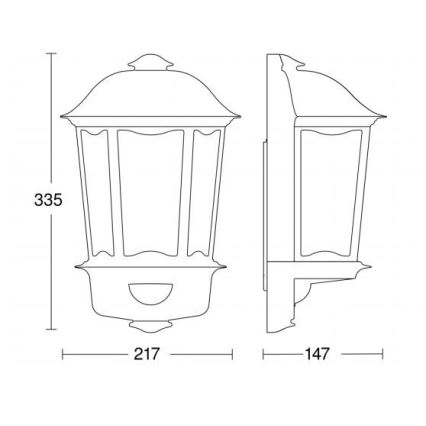 Steinel 644413 - Āra Sienas Apgaismojums ar sensoru L 190 S 1xE27/100W/230V